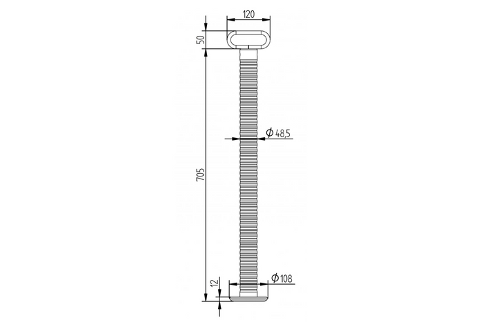 Support fixe avec tube ondulé KNOTT 6D6585.001 pour remorque 800 kg 48 mm 705 mm