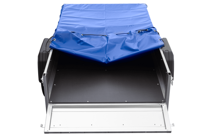 Remorque Garden Trailer 200 Kipp avec roue jockey et bâche plate bleue