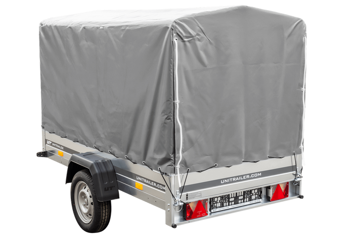 Remorque à un essieu 230x125 UNITRAILER GARDEN 230 KIPP avec châssis H-1100 et bâche grise