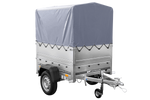 Remorque mono-essieu 150x106 UNITRAILER GARDEN 150 KIPP avec ridelles BIS, châssis H-800 et bâche grise