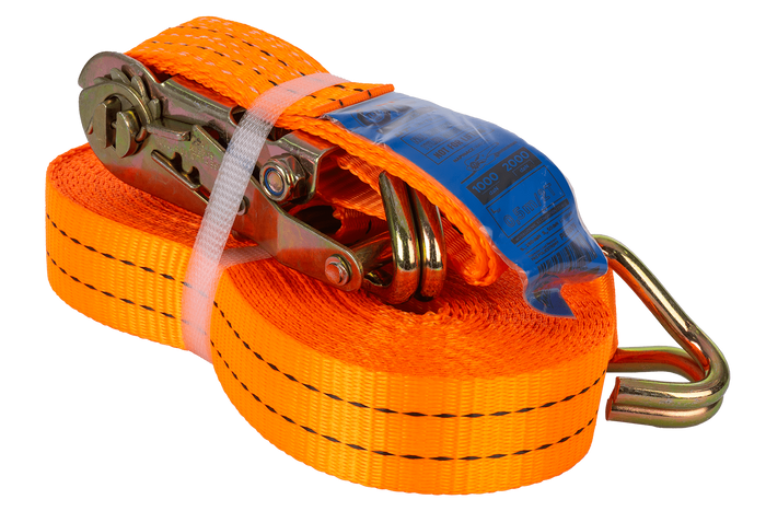 Ensemble de quatre courroies de transport UNITRAIER 12 m/35 mm/2 t orange avec tendeur