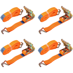 Ensemble de quatre courroies de transport UNITRAIER 6 m/35 mm/2 t orange avec tendeur