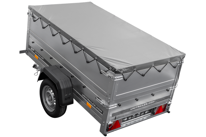 Remorque porte-voitures 200x106 UNITRAILER GARDEN 200 KIPP avec côtés BIS et bâche grise