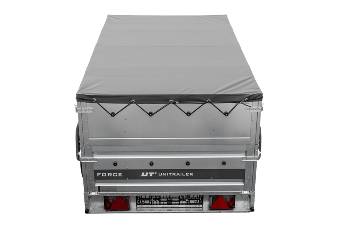 Remorque légère 230x125 UNITRAILER FORCE 230 KIPP avec ridelles BIS, châssis H-0 et bâche grise
