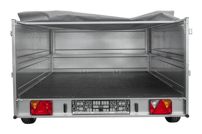 Remorque sur ressorts 264x150 UNITRAILER GARDEN 265/R KIPP avec côtés BIS, châssis H-0 et bâche grise