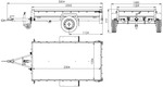Remorque à un essieu 230x125 UNITRAILER GARDEN 230 KIPP avec côtés en filet, châssis H-0 et bâche grise