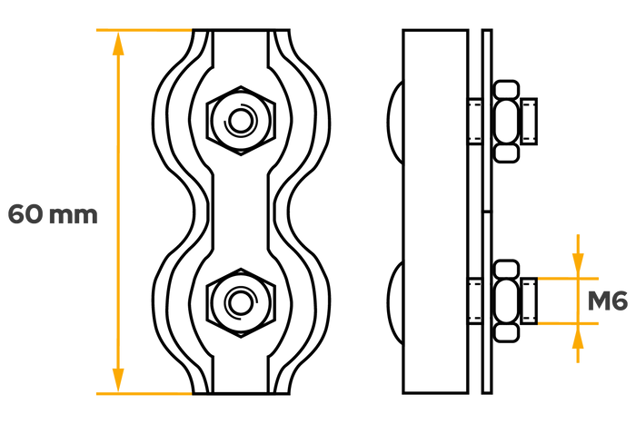 Serre câble double selle DROMET ZLS.6 pour câbles de 6 mm