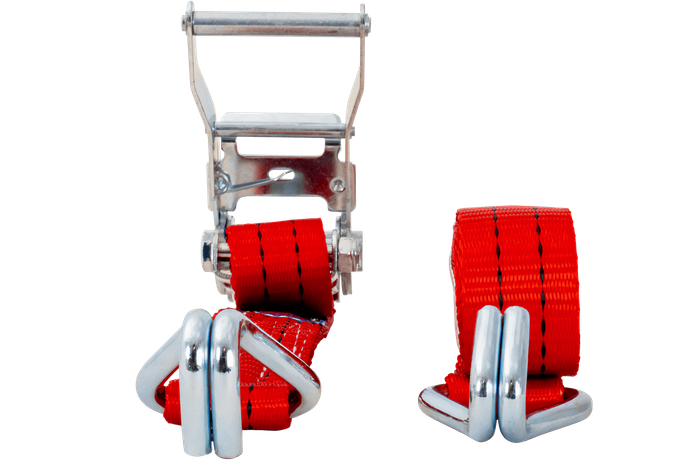 Ensemble de quatre courroies de transport rouges UNITRAIER 4 m/35 mm/2 t avec tendeur