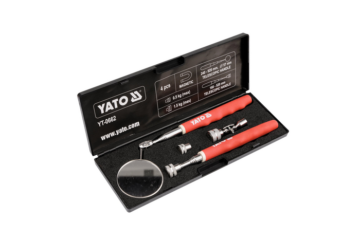 Kit d'inspection YATO YT-0662, miroir, pince, 3 embouts interchangeables