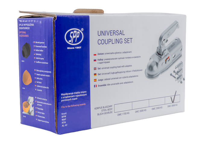 Attelage à boule STEELPRESS BC-3000.1D-00-00+Z3 pour remorque de 3 000 kg avec timon tubulaire de 35 à 50 mm