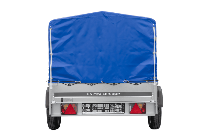 Remorque légère 200x125 UNITRAILER GARDEN 201 KIPP avec châssis H-800 et bâche bleue