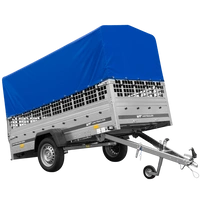 Remorque porte-voitures sur ressorts 264x125 UNITRAILER GARDEN 264/R KIPP avec côtés en filet, châssis H-800 et bâche bleue