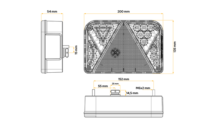 Feu arrière LED DOBPLAST DPT35, 6 fonctions, gauche