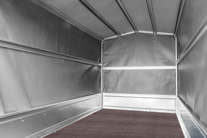 Remorque à un essieu 230x125 UNITRAILER GARDEN 230 KIPP avec châssis H-1100 et bâche grise