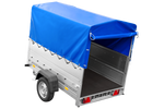 Remorque 1 essieu 200x125 UNITRAILER GARDEN 201 KIPP avec ridelles supplémentaires, châssis H-800 et bâche bleue