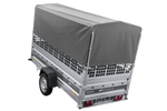 Remorque porte-voitures sur ressorts 264x125 UNITRAILER FORCE 264/R KIPP avec côtés en filet, châssis H-800 et bâche grise