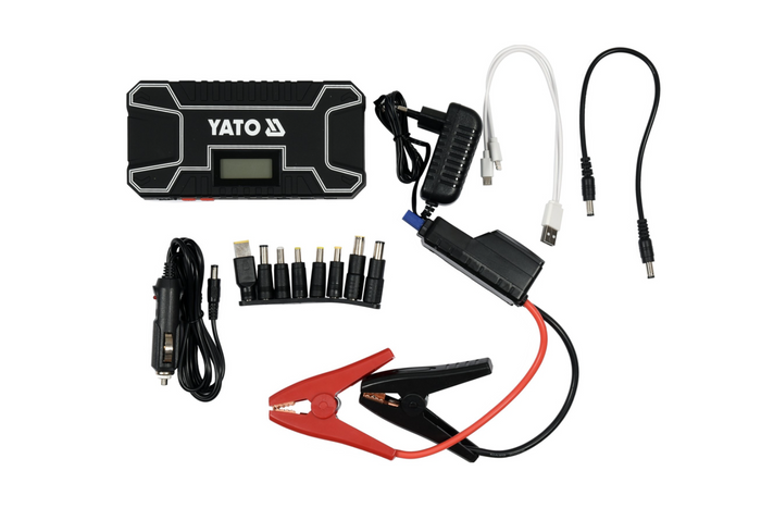 Démarreur de voiture externe YATO YT-83082 de 12 000 mAh avec écran LCD