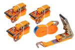 Ensemble de quatre courroies de transport UNITRAILER 8 m/50 mm/5 t orange avec tendeur