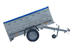 Remorque à un essieu 200x106 UNITRAILER GARDEN 200 KIPP avec côtés BIS et bâche bleue