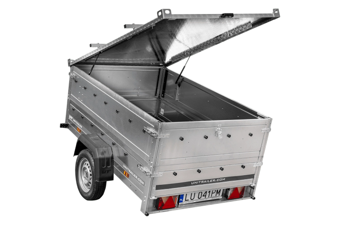 Remorque légère sur ressorts 200x125 UNITRAILER GARDEN 201/R KIPP avec côtés BIS et couvercle en aluminium