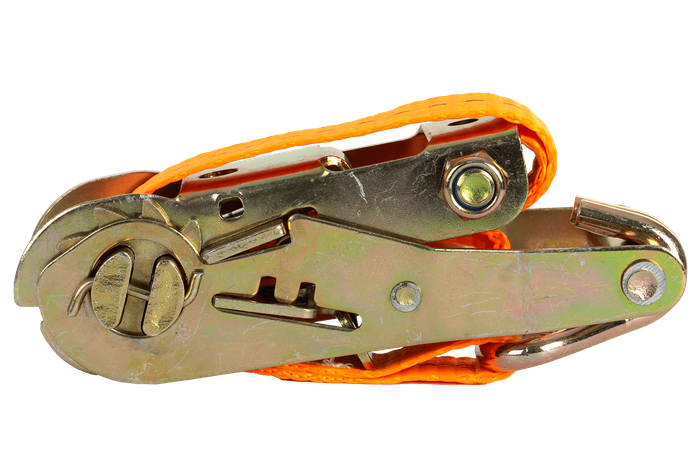 Ensemble de quatre courroies de transport UNITRAIER orange 8 m/25 mm/1 t avec tendeur