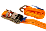 Ensemble de quatre courroies de transport UNITRAILER orange de 2 m/35 mm/2 t avec tendeur