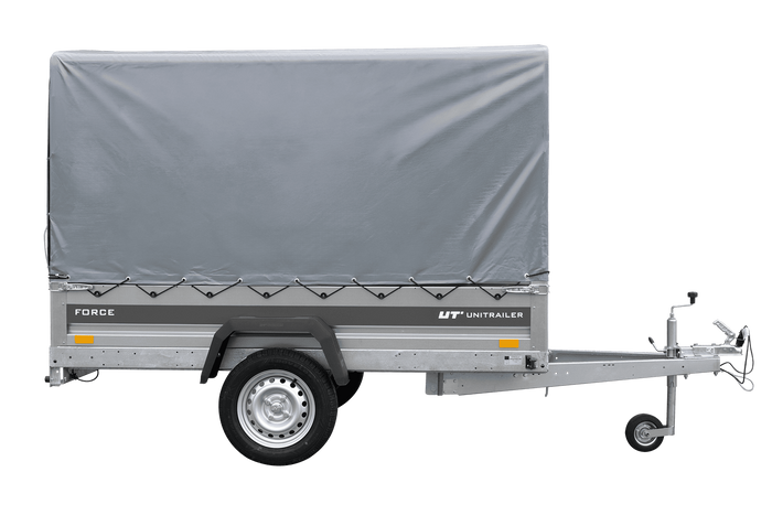 Remorque légère 230x125 UNITRAILER FORCE 230 KIPP avec châssis H-1100 et bâche grise