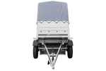Remorque mono-essieu 150x106 UNITRAILER GARDEN 150 KIPP avec ridelles BIS, châssis H-800 et bâche grise