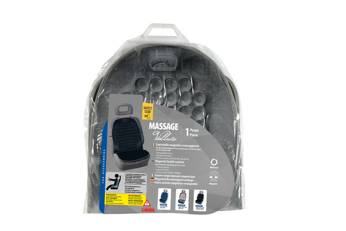 Dossier de siège auto LAMPA en velours magnétique, gris, effet massage