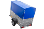Remorque porte-voitures 200x106 UNITRAILER GARDEN 200 KIPP avec ridelles BIS, châssis H-800 et bâche bleue