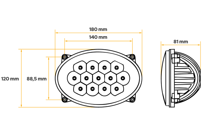 Feu de travail LED réflecteur TT Technology TT.13508, 13xLED 5200lm pour John Deere