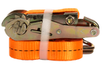 Ensemble de quatre courroies de transport UNITRAILER orange de 5 m/25 mm/1 t avec tendeur