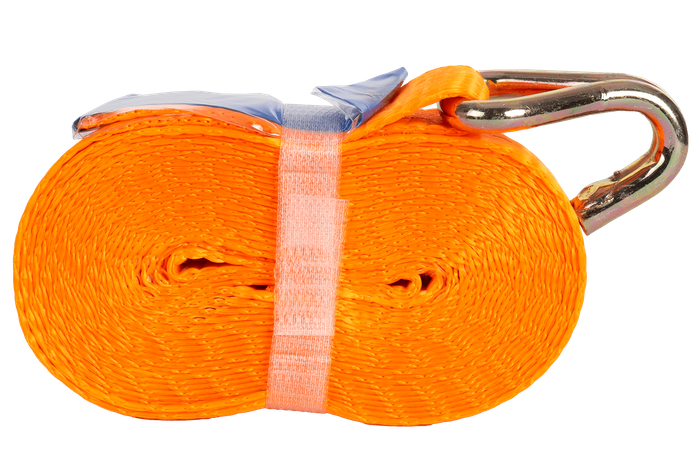 Ensemble de quatre courroies de transport UNITRAILER orange de 5 m/25 mm/1 t avec tendeur