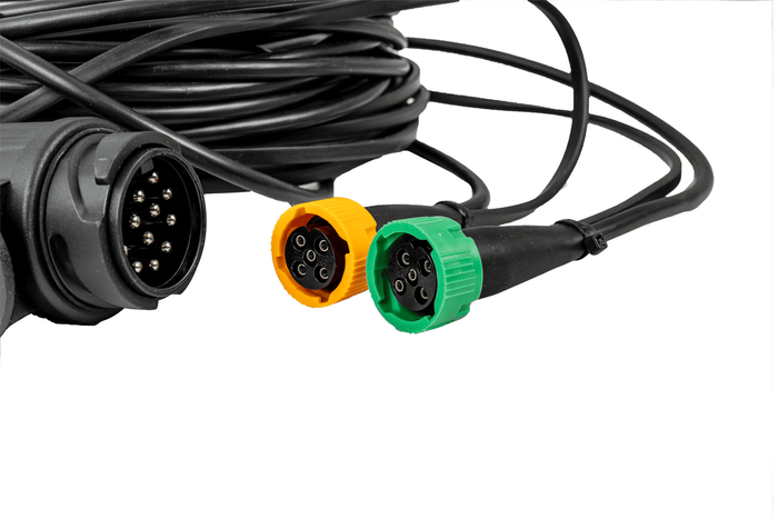 Faisceau électrique MANTES remorque, 7 m, prise 13 broches, 2x baïonnettes 5 broches