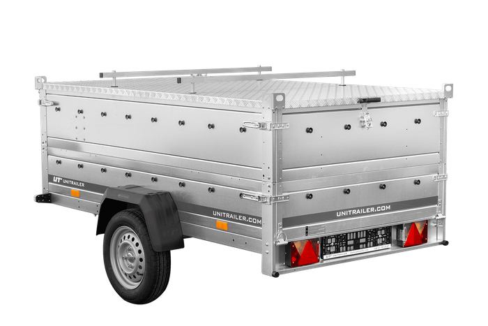 Remorque à un essieu 230x125 UNITRAILER GARDEN 230 KIPP avec côtés BIS et bâche en aluminium
