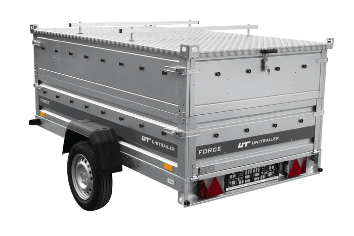 Remorque porte-voitures 230x125 UNITRAILER FORCE 230 KIPP avec côtés BIS et bâche en aluminium