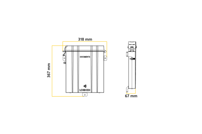 Boîte de rangement pour documents LOKHEN RIGHT pour remorque de camion 367x318mm