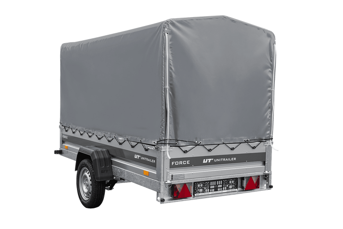 Remorque à un essieu sur ressorts 264x125 UNITRAILER FORCE 264/R KIPP avec châssis H-1100 et bâche grise