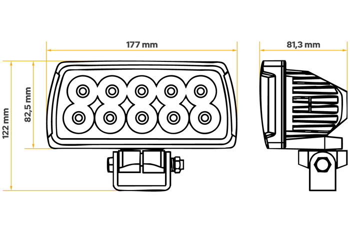 Feu de travail LED réflecteur TT Technology TT.13516, 10xLED 4000lm pour Massey Ferguson