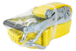 Ensemble de quatre courroies de transport jaunes UNITRAIER 4 m/50 mm/5 t avec tendeur