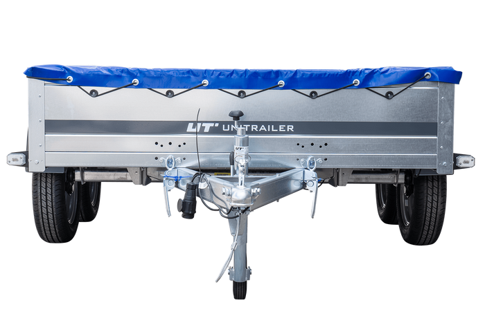 Remorque porte-voitures 264x150 UNITRAILER GARDEN 265/2 KIPP avec châssis H-0 et bâche bleue