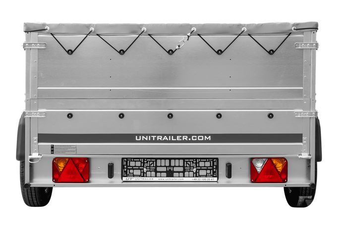 Remorque à deux essieux 264x150 UNITRAILER GARDEN 265/2 KIPP avec ridelles BIS, châssis H-0 et bâche grise