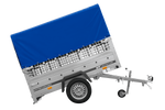 Remorque voiture 200x125 UNITRAILER GARDEN 201 KIPP avec ridelles grillagées, châssis H-800 et bâche grise