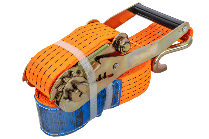 Ensemble de quatre courroies de transport UNITRAILER orange 4 m/50 mm/5 t avec tendeur