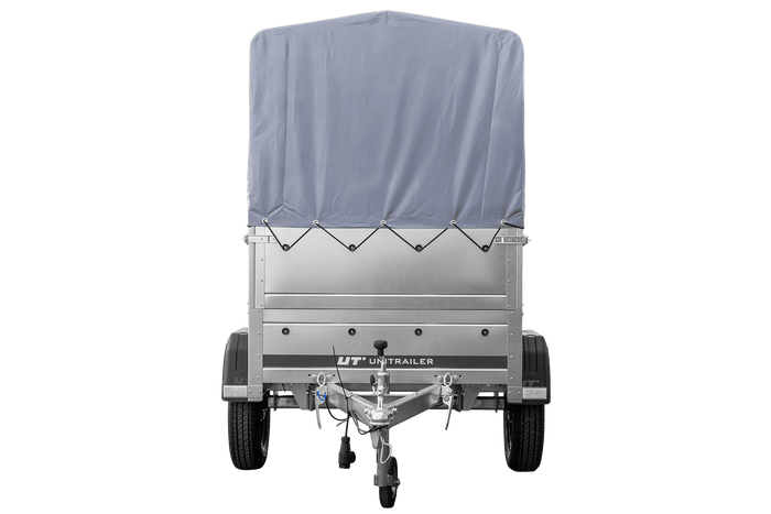 Remorque mono-essieu 150x106 UNITRAILER GARDEN 150 KIPP avec ridelles BIS, châssis H-800 et bâche grise