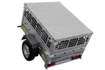 Remorque porte-voitures 150x106 UNITRAILER GARDEN 150 KIPP avec côtés en filet et bâche grise