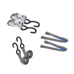 Ensemble de deux sangles de transport HILLS 3 m/25 mm/1 t avec tendeur et deux harnais de 0,45 m pour la fixation de la moto
