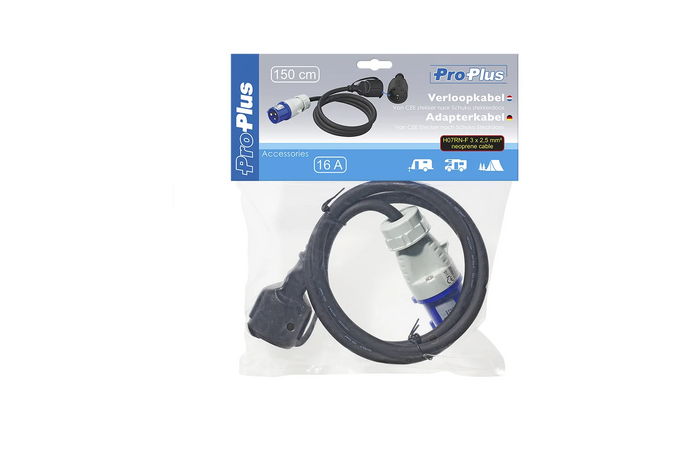 Adaptateur avec prise et fiche CEE avec contact de protection 16 A 230 V ProPlus 373530DE, câble de 150 cm