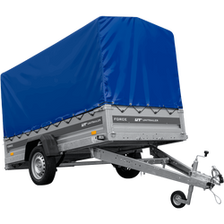 Remorque à un essieu sur ressorts 264x125 UNITRAILER FORCE 264/R KIPP avec châssis H-1100 et bâche bleue