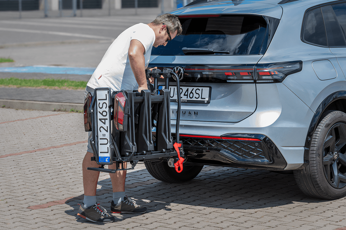 Inter Pack Velox 3 LED - porte-vélos pliable pour 3 vélos avec éclairage LED (noir)